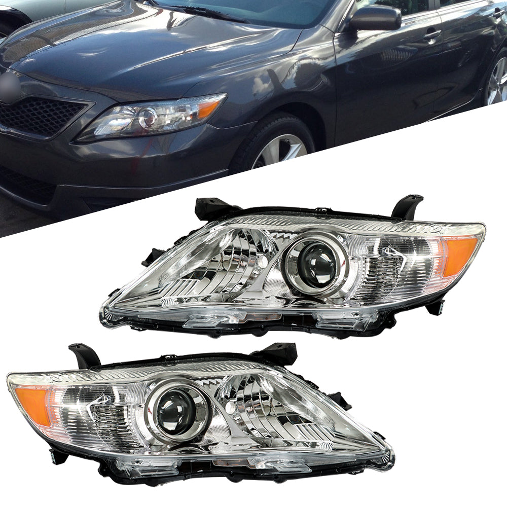 Hybrid Reflector Chrome Projector Headlights 1Pair For 2010 2011 Toyota Camry