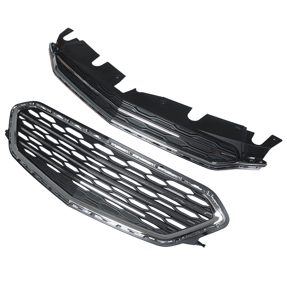 Grille Grill Bumper Front Upper For 2016 2017 Chevrolet Equinox Black 2pcs NEW