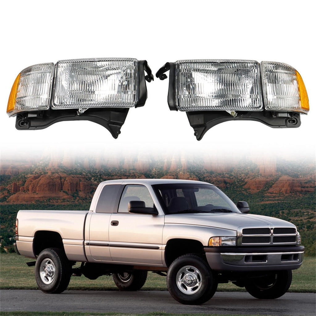 labwork Headlight Assembly Replacement for Dodge Ram 1500 2500 3500 1994-2002 Headlights Set Driver ＆ Passenger Side