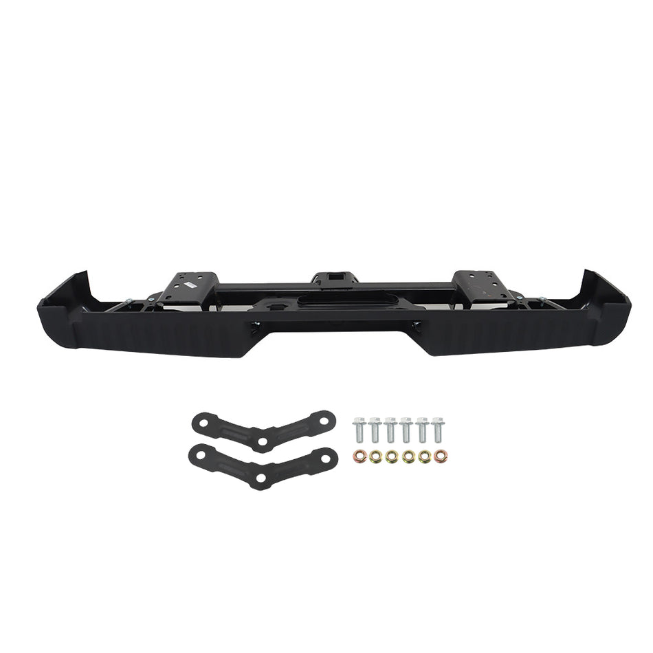 labwork Black Rear Step Bumper Assembly without Park Assist Sensor Holes with Max Tow Hitch Replacement for 2015-2020