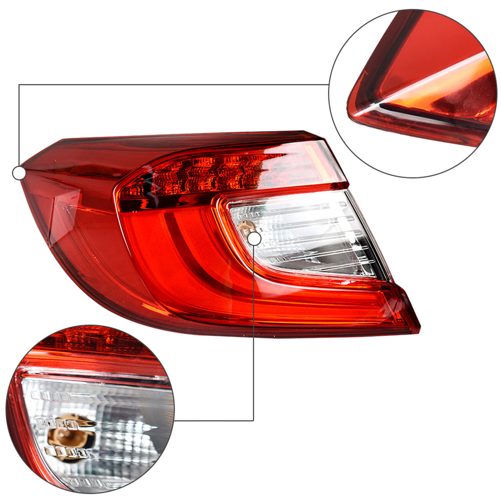 labwork Driver Side Outer Tail Light Replacement for 2018-2021 Honda Accord Sedan Rear Brake Tail Lamp Assembly LH Left Side 33550TVAA01 HO2804118