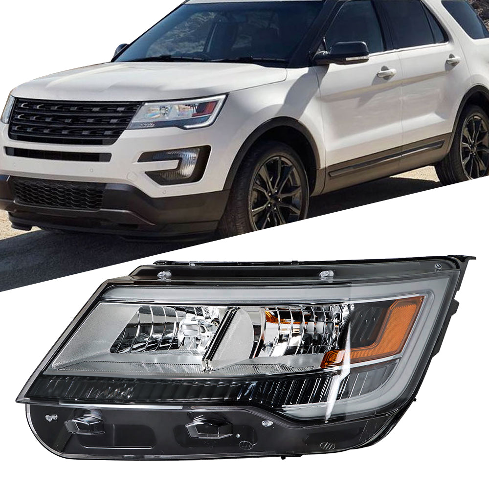 Headlights Front Head Lamps Replacement for 2016-2018 Ford Explorer Limited/XLT/Platinum LED DRL Headlight Headlight Assembly Driver Side