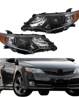 Black Housing Projector Headlights Headlamps For 2012-2014 Toyota Camry 2Pcs