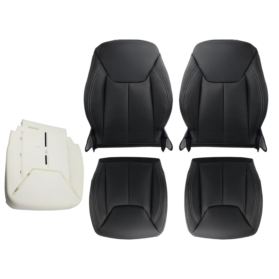 Front Driver and Passenger Side Bottom and Top Lean Black Artificial Leather Seat Cover Black Replacement for W-rang-ler 2013-2017