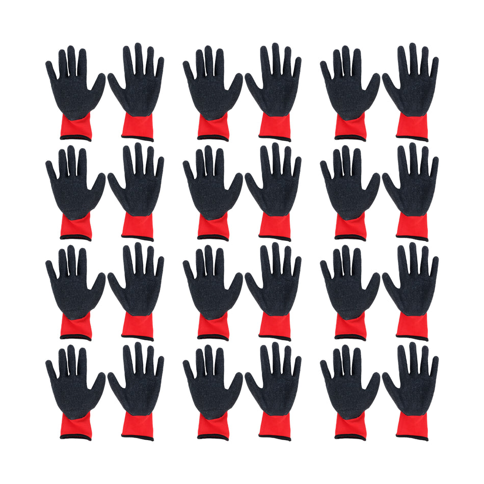 12 Pairs Crinkle Latex Rubber Coated Safety Work Gloves M-Size