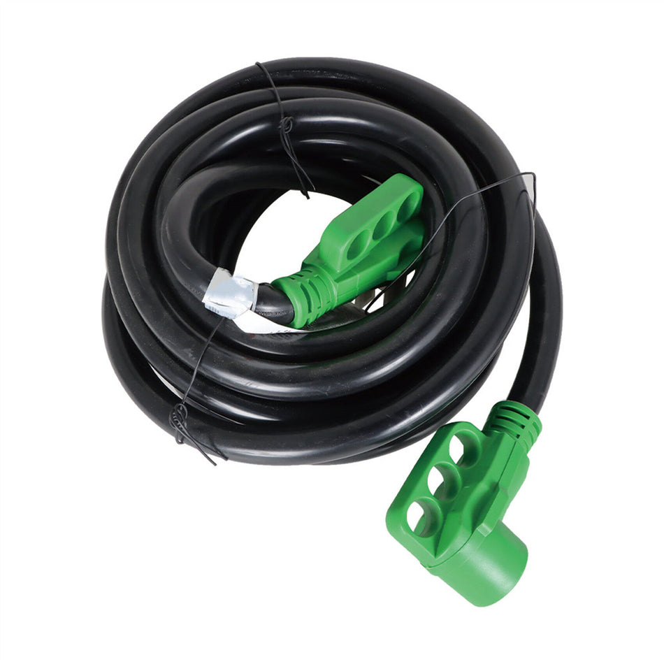 labwork 50A 30FT Recreational Vehicle Generator Extension Cord (Green Plug Black Wire with LED Power Indicator) without Lock