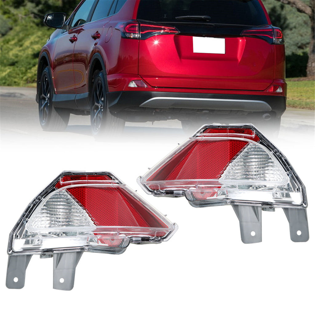 labwork 2Pcs Rear Bumper Reflector Stop Tail Light Brake Lamp Replacement for 2016-2019 Toyota RAV4 Rear Left+Right Side