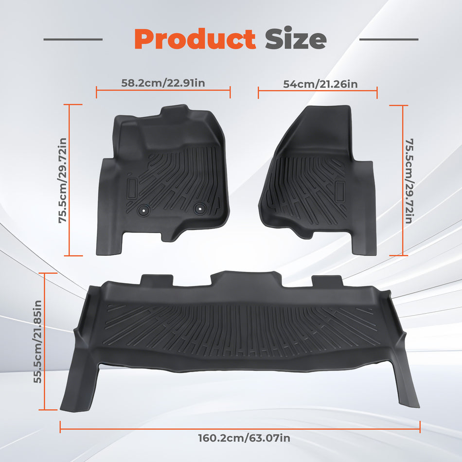 Floor Mats for 2012-2016 Ford F-250/F-350/F-450 SuperCrew Cab All Weather Liners