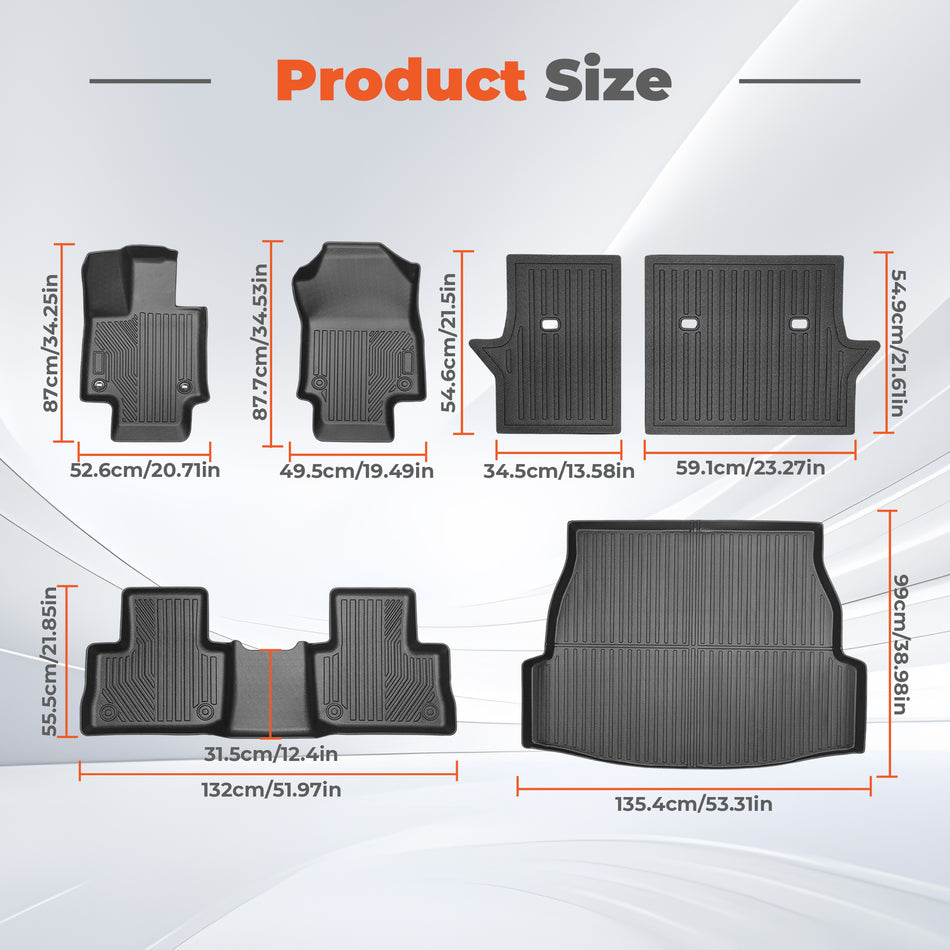 TPE Floor Mats for Toyota RAV4 2019-2025 Gasoline Trunk Cargo Liners w/Seatback