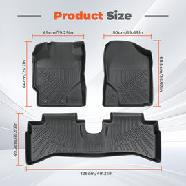 3PCS Floor Mats Black TPE Replacement for Prius C 2012-2015 | Front Rear
