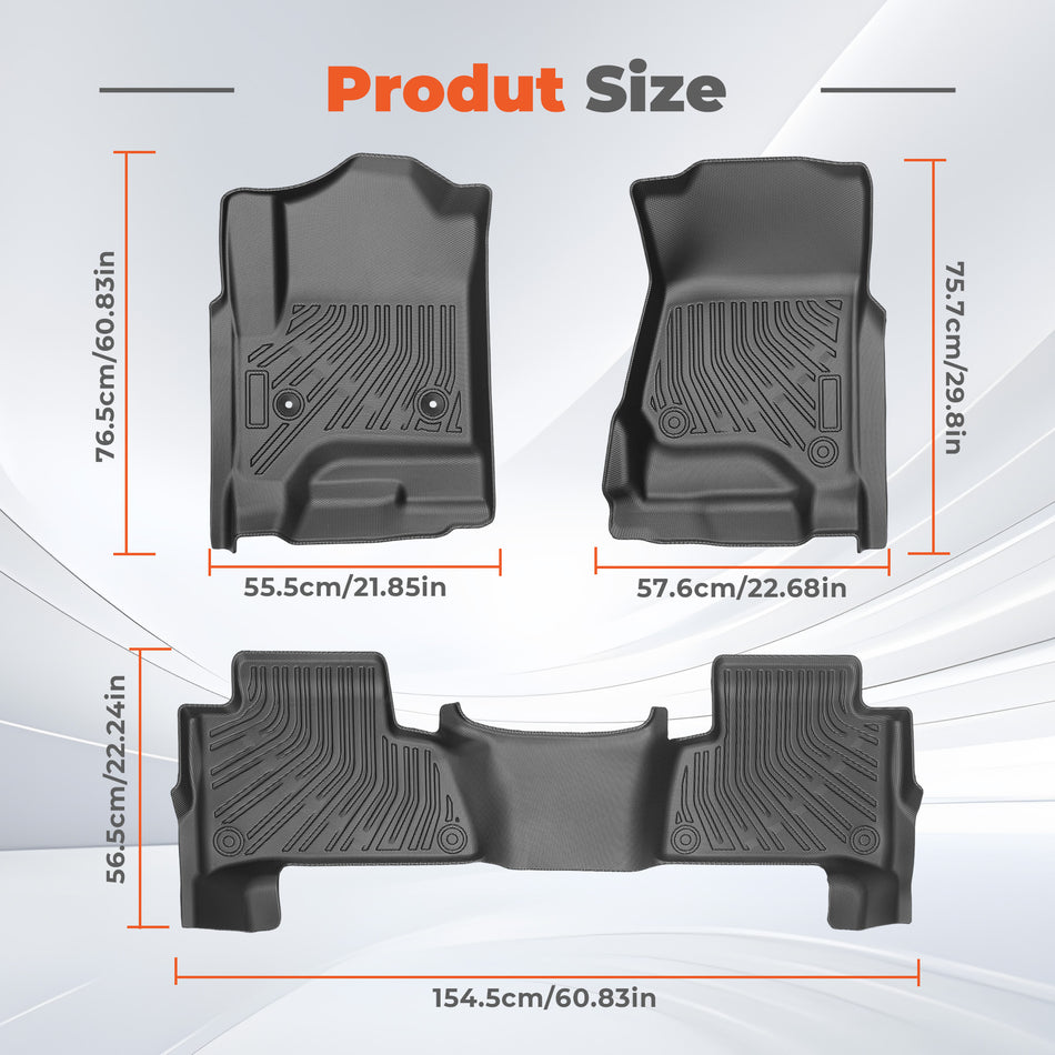 3-Piece TPE All-Weather 3D Custom Floor Mats for 2015-2020 Chevy Tahoe GMC Yukon