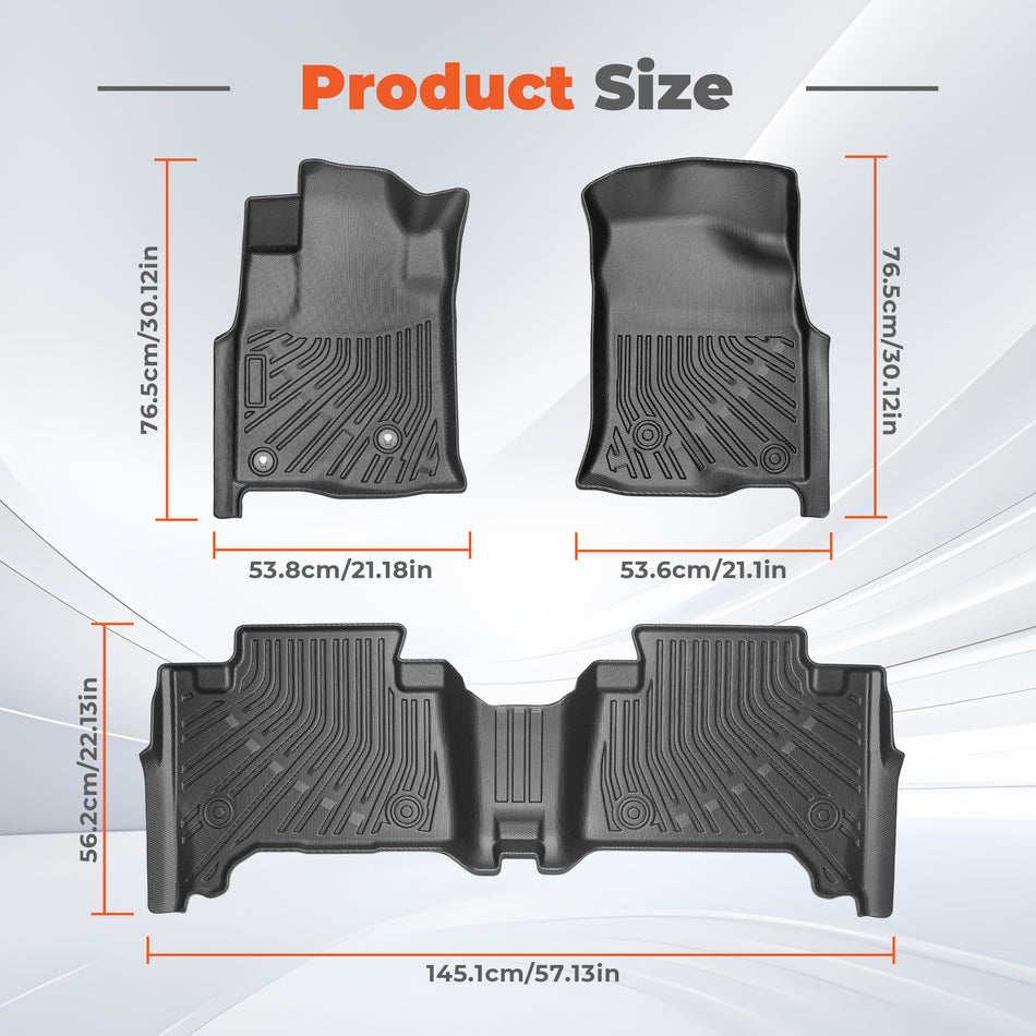 For 2003-2009 Toyota 4Runner TPE All-Weather Front & Rear Floor Mats Liners 3Pcs
