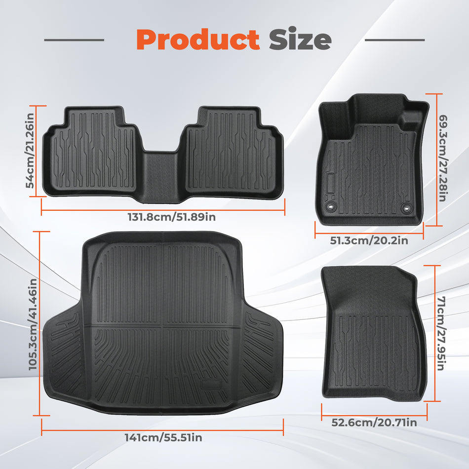 abwork 4PCS Floor Mats Cargo Liner Replacement for Accord 2023-2026