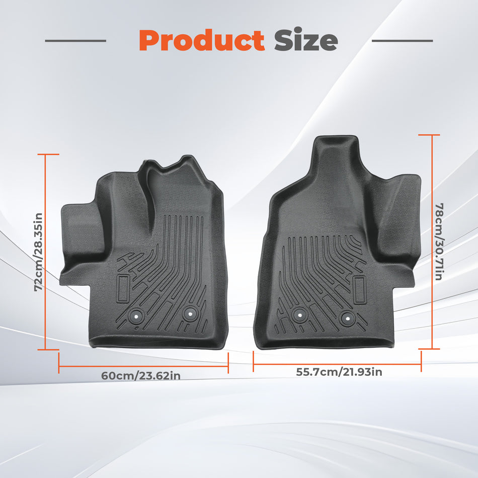 Black 2Pcs Front TPE Car Floor Mats Replacement for Transit 150 250 350HD 2020-2026