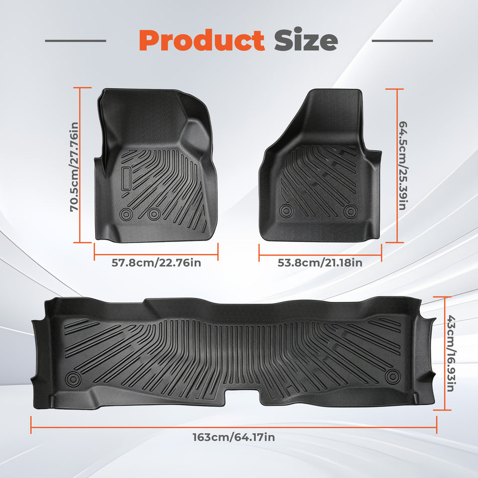 3Pcs Front and Rear TPE Car Floor Mats Replacement for F250 F350 F450 F550 2008-2010