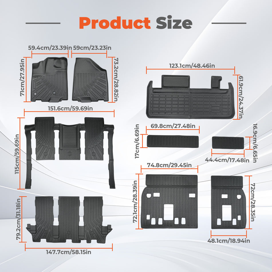 Floor Mats and Cargo Liner&Backrest Mat Fit for Toyota Sienna 2013-2020(Only 7 Seats）