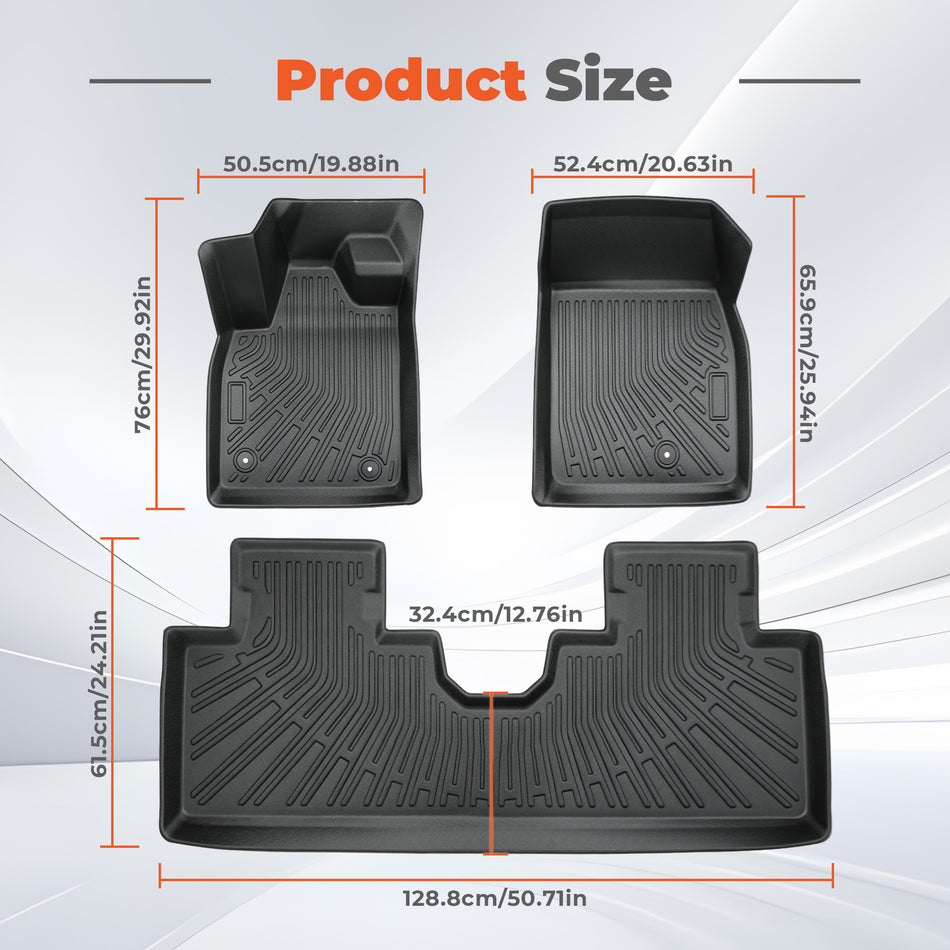 3D Custom Fit All-Weather Floor Liners Set for 2021-2026 Ford Mustang Mach-E - Premium TPE Floor Mats (Left Hand Drive Only)