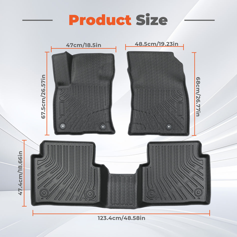 Black 3Pcs Front and Rear TPE Car Floor Mats Replacement for Corsair 2020-2026