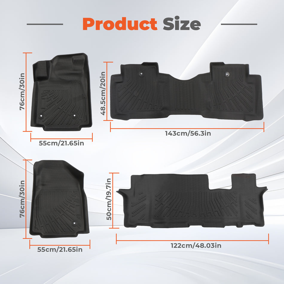 4PCS Floor Mats Black TPE Replacement for Pilot 2009-2015