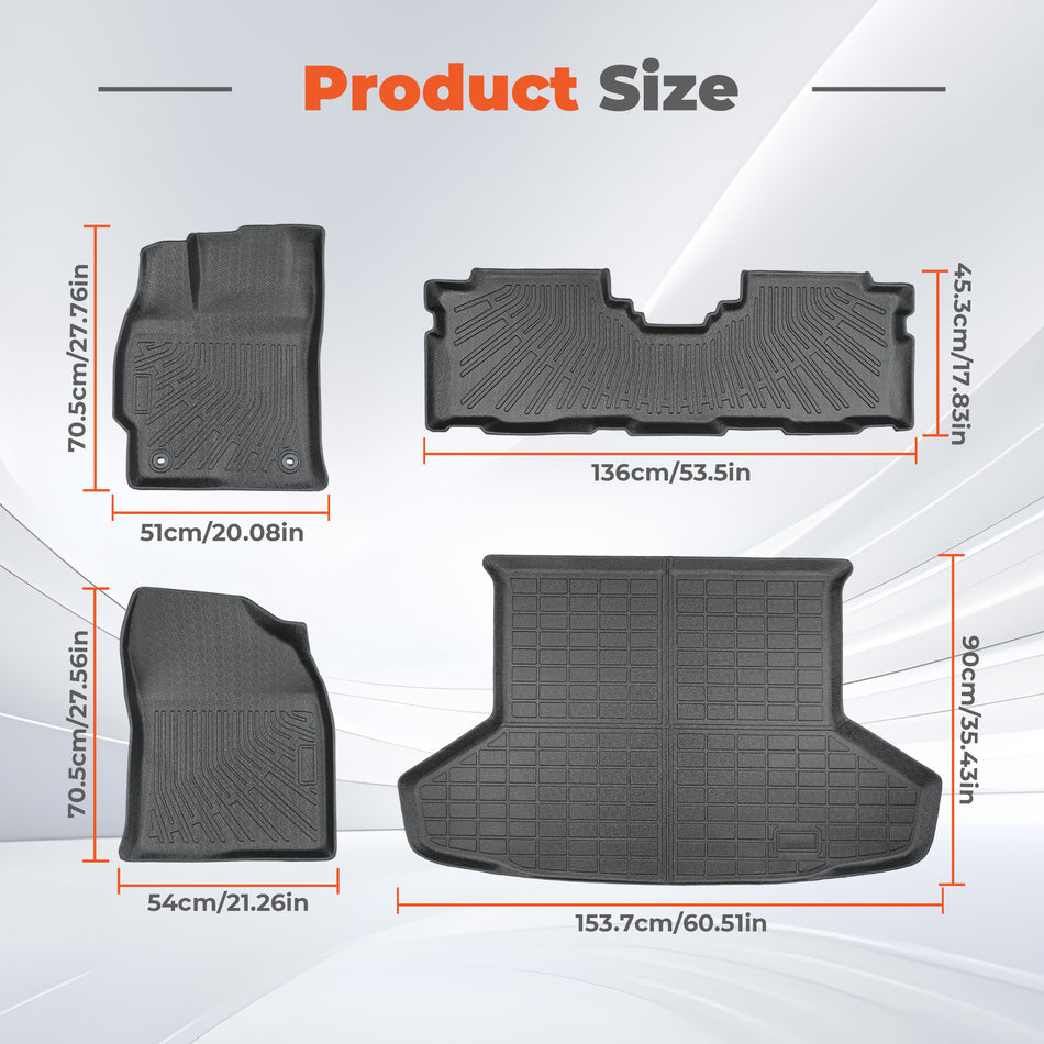 3D TPE Floor Mats & Trunk Cargo Liners All Weather Fits 2012-2017 Toyota Prius V