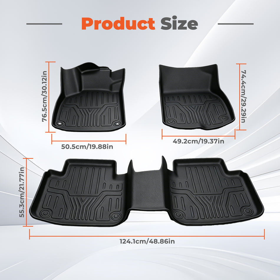 3PCS TPE All-Weather Floor Mats for 2018-2022 Honda Accord