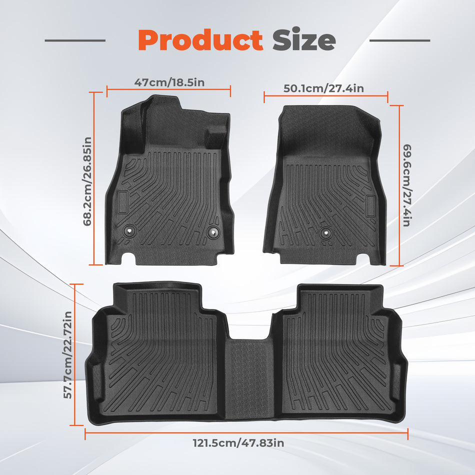 Black 3Pcs Front and Rear TPE Car Floor Mats Replacement for Kicks 2018-2024