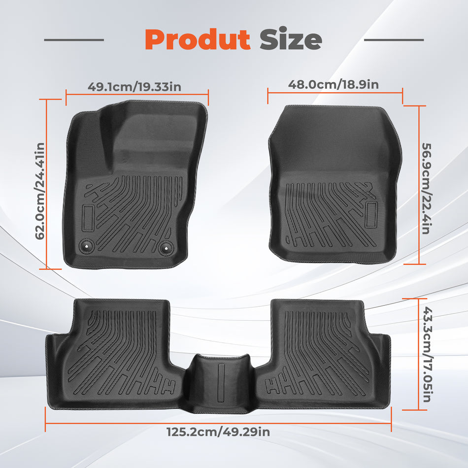 3-Piece All-Weather TPE Floor Mats Set for 2012-2018 Ford Focus(Fits Sedan & Hatchback)