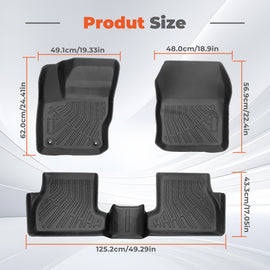 3-Piece All-Weather TPE Floor Mats Set for 2012-2018 Ford Focus(Fits Sedan & Hatchback)