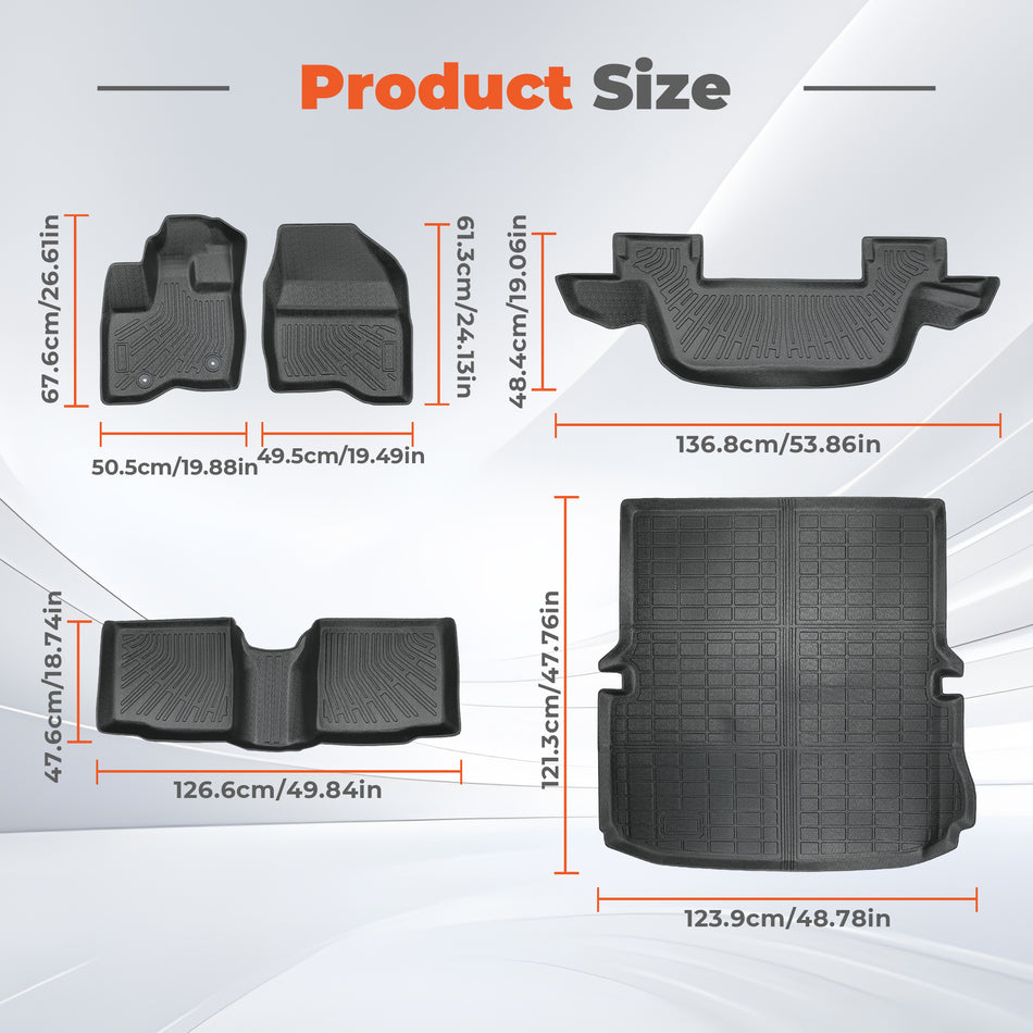 Floor Mats for 2011-2013 2014 Ford Explorer 7 Seats & Large Cargo