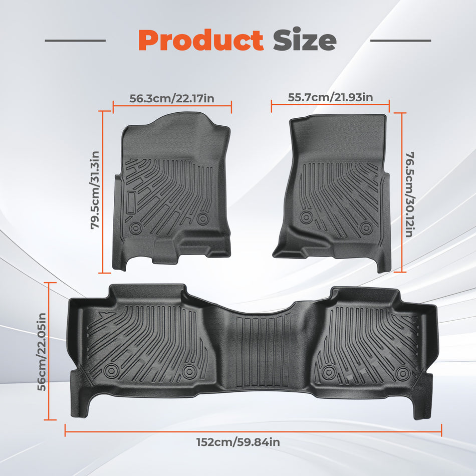 3Pcs Front and Rear TPE Car Floor Mats Replacement for Tahoe 2007-2015