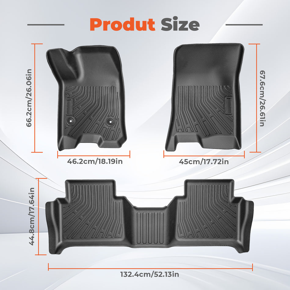 3-Piece TPE All-Weather 3D Floor Mats with Metal Emblem for Colorado Canyon 2023-2026 [Fits 4-Door Crew Cab Only]