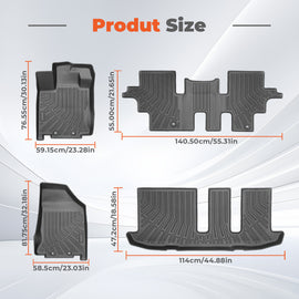 4-Piece 3D TPE Floor Mats Set  (1st, 2nd & 3rd Row) for  2013-2020 Nissan Pathfinder & 14-20 Infiniti QX60