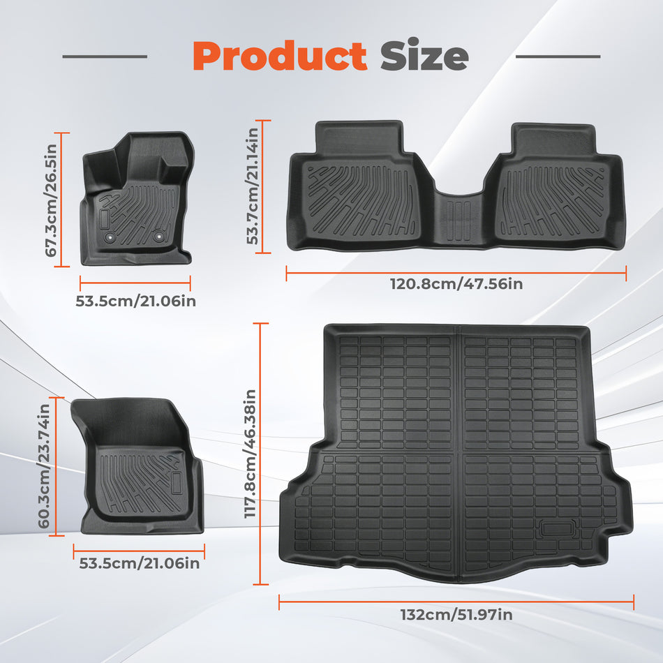 3D Custom Fit TPE Floor Liners Set for 2017-2020 Ford Fusion & Lincoln MKZ - All-Weather Interior Protection (Excludes 2013-2016)