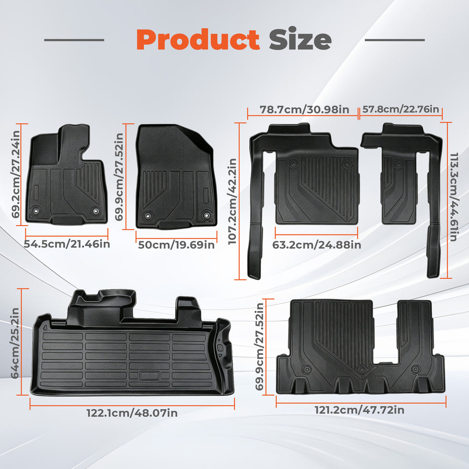 For 2021-2024 Toyota Sienna 8 Seats TPE Floor Mats & Trunk Cargo Liner