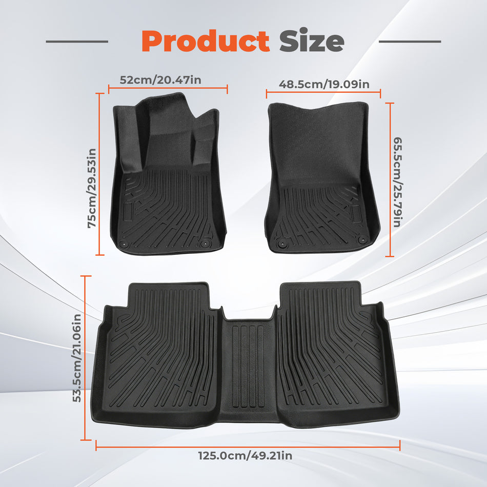 Black 3Pcs Front and Rear TPE Car Floor Mats Replacement for Altima 2019-2025