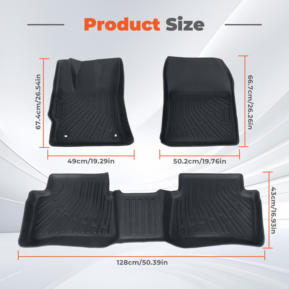 Fits 2019-2026 Toyota Corolla Hatchback TPE 3D Front & 2nd Row Floor Mats Liner