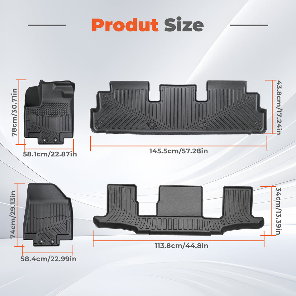 4-Piece All-Weather TPE Floor Mats for 2022-2025 Nissan Pathfinder (7-Seat) & QX60 (6-Seat)