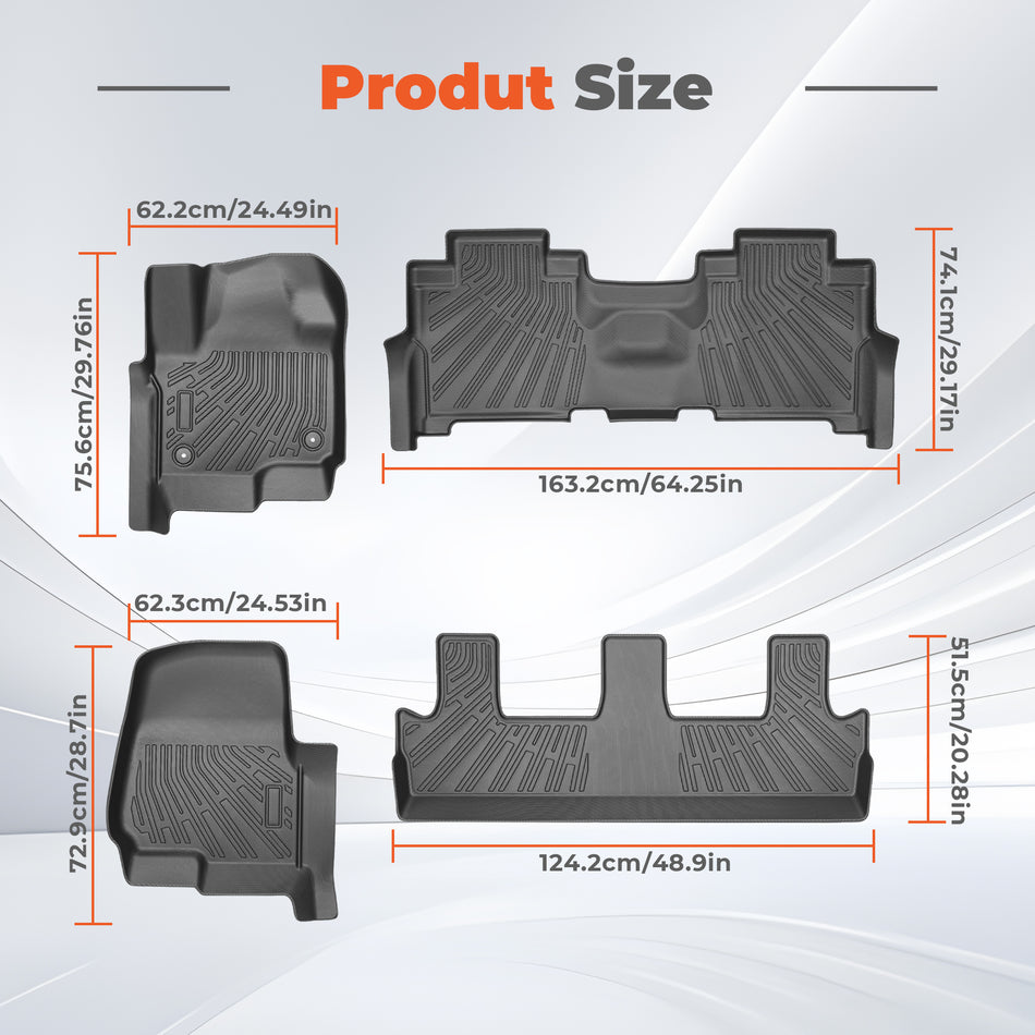 3D Floor Mats Liners for 2018-2024 Ford Expedition / Expedition Max All Weather