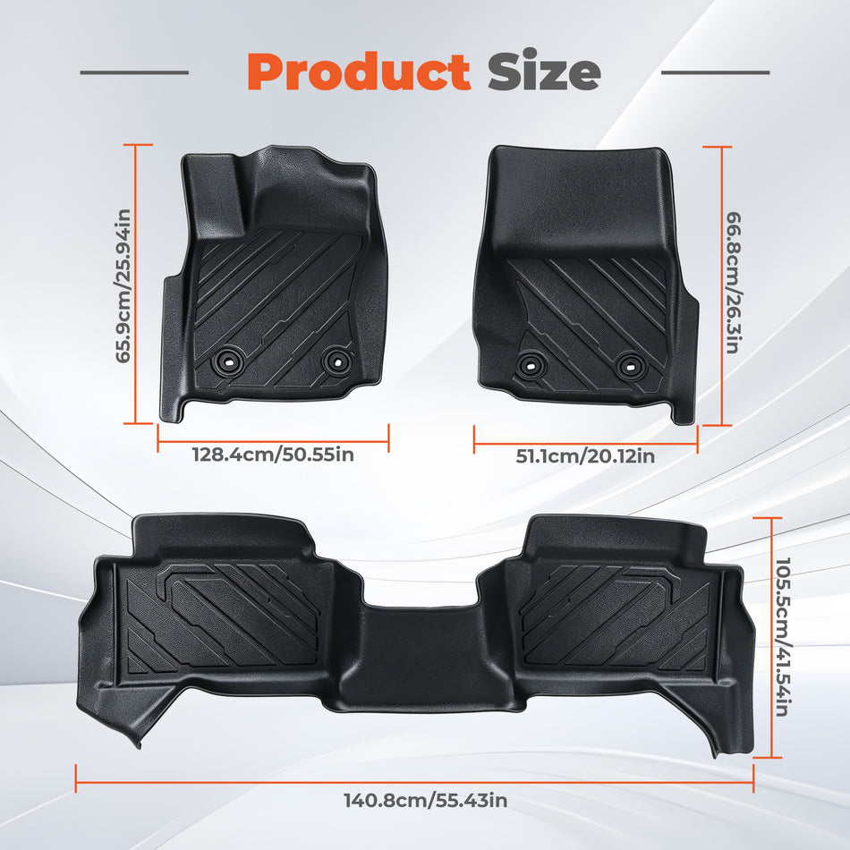 All Weather Non Hybrid Floor Mats Liner for 2024-2026 Toyota Tacoma Double Cab