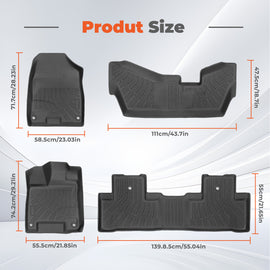 Full Set TPE All-Weather 3D Custom Floor Mats for 2014-2020 Acura MDX 7-Passenger