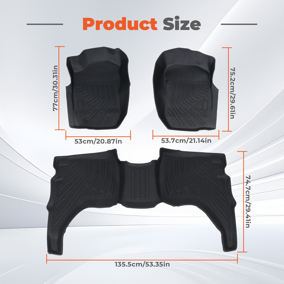 Fits 2001-2004 Toyota Tacoma Double Cab TPE 3D Front & 2nd Row Floor Mats Liner