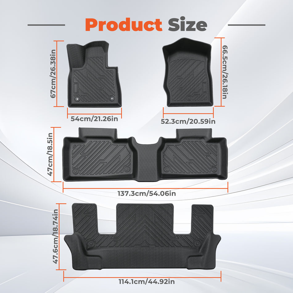 4PCS TPE All-Weather Floor Mats for 2020-2025 Ford Explorer 6 Seats