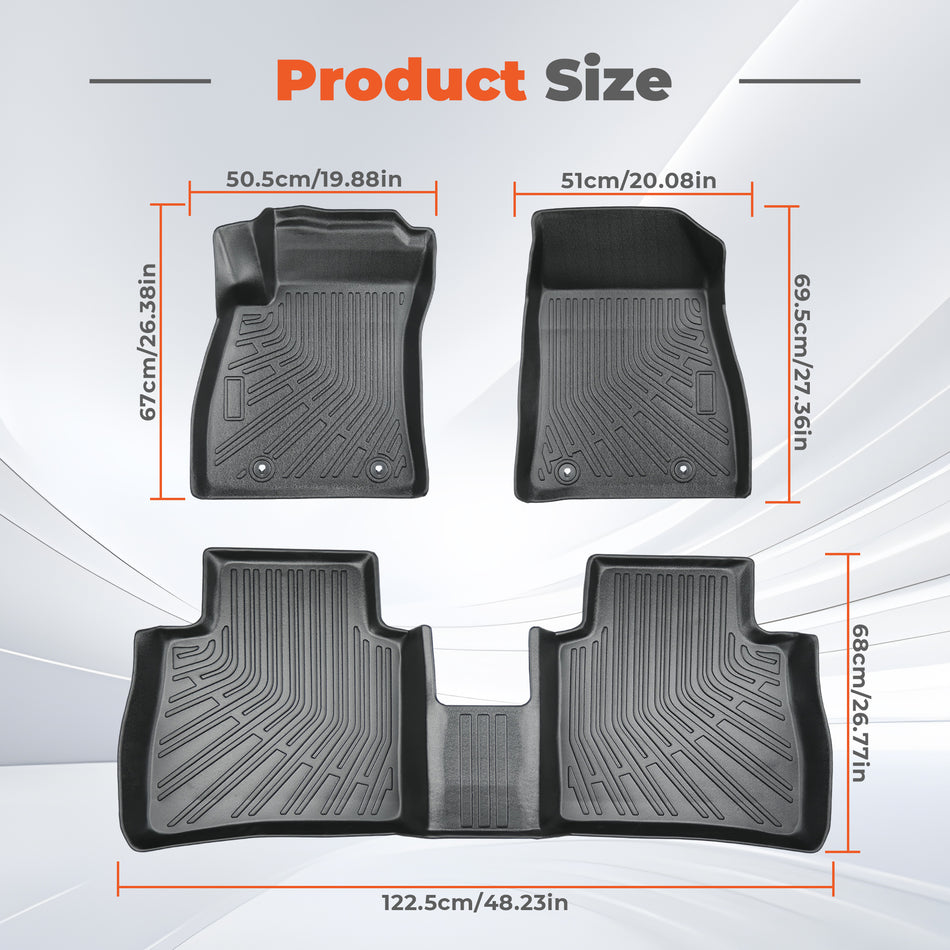 3Pcs Car Floor Mats Liner Front and Rear TPE Black Replacement for Sentra 2014-2019