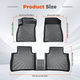 3Pcs Car Floor Mats Liner Front and Rear TPE Black Replacement for Sentra 2014-2019