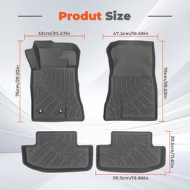 3-Piece All-Weather TPE Floor Mats Set for 2015-2025 Ford Mustang GT EcoBoost & Mach 1