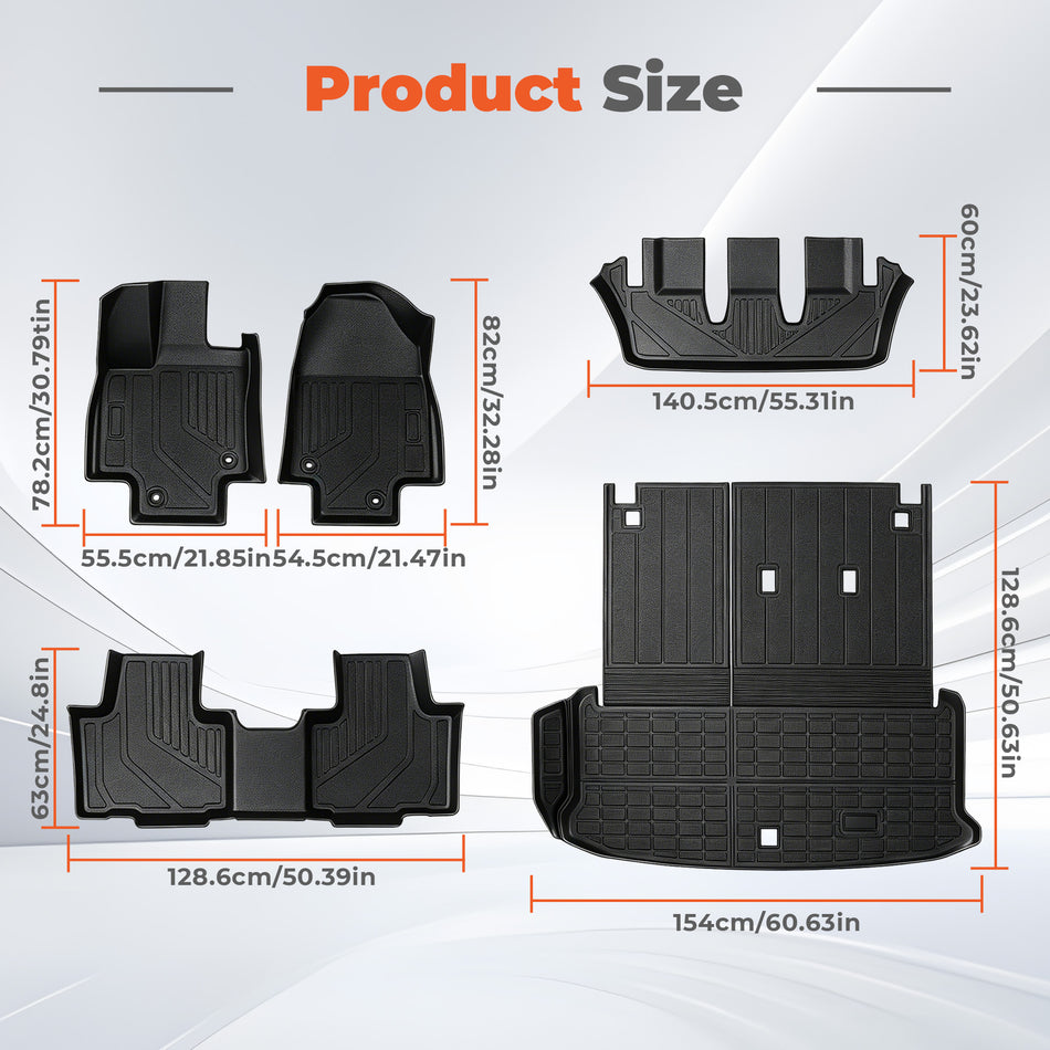Floor Mats & Cargo Liner for 2024-2026 Toyota Grand Highlander 7 Seat