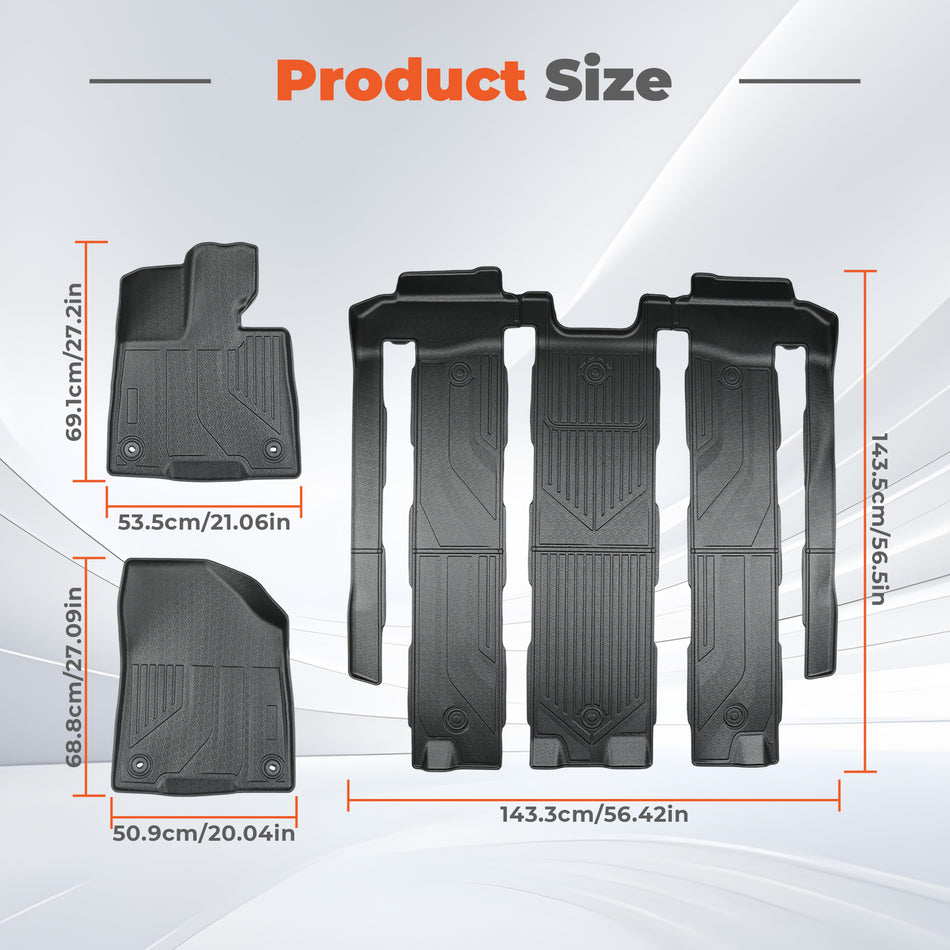 Floor Mats Fit Toyota Sienna 2021-2024 (Only for 7 Seat) TPE All Weather