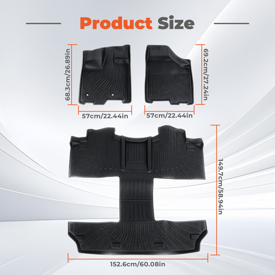 TPE For 2011-2012 Toyota Sienna 7 Seat 3 Rows Floor Mats Liners All Weather