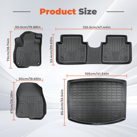 4PCS TPE All-Weather Floor Mats Cargo Liner for 2017-2022 Honda CR-V