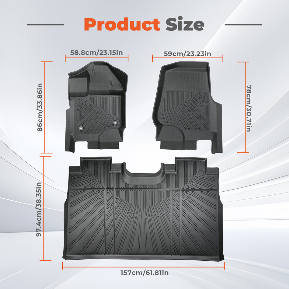 3PCS Floor Mats Black TPE Replacement for F150 2015-2025 Replacement for F150 Lightning SuperCrew Cab 2022-2025